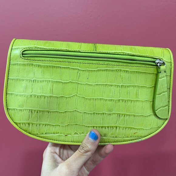 Karen Callan Green Alligator Crocodile Skin Turtle Clutch - Picture 2 of 8